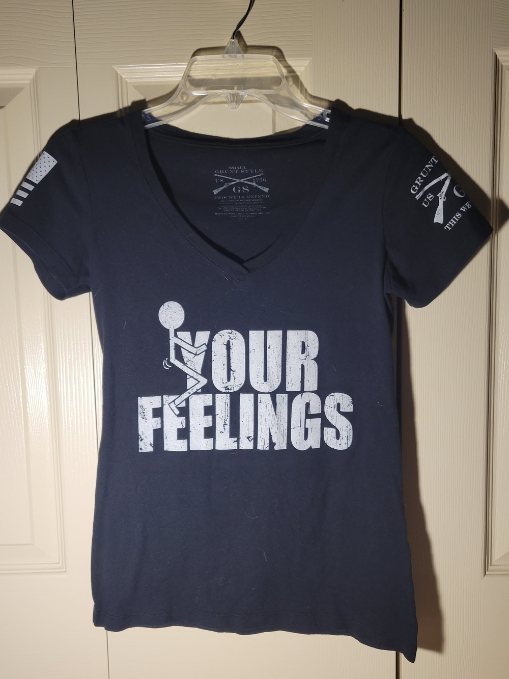 Grunt Style Women's Black V-Neck 'Screw Your Feelings' Graphic Tee